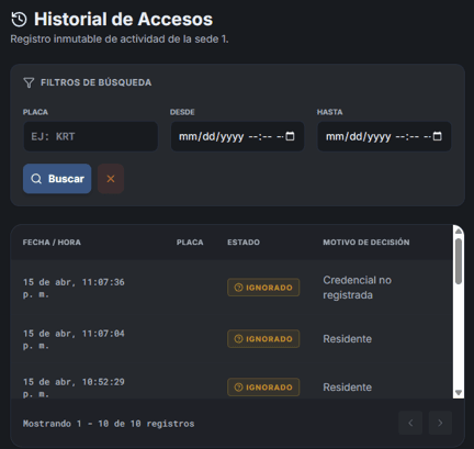 Log de acceso inmutable